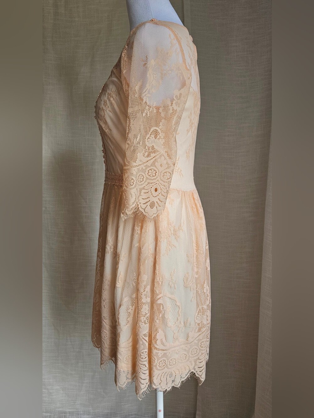​Soieblu Peach Lace Dress - NWOT - Size S - Romantic Boho Mini Dress - Picture 6 of 15